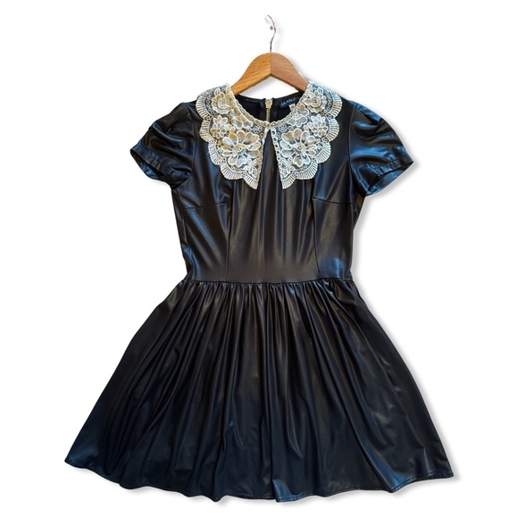 Deandri Faux-Leather and Lace Babydoll Dress - Picture 3 of 8